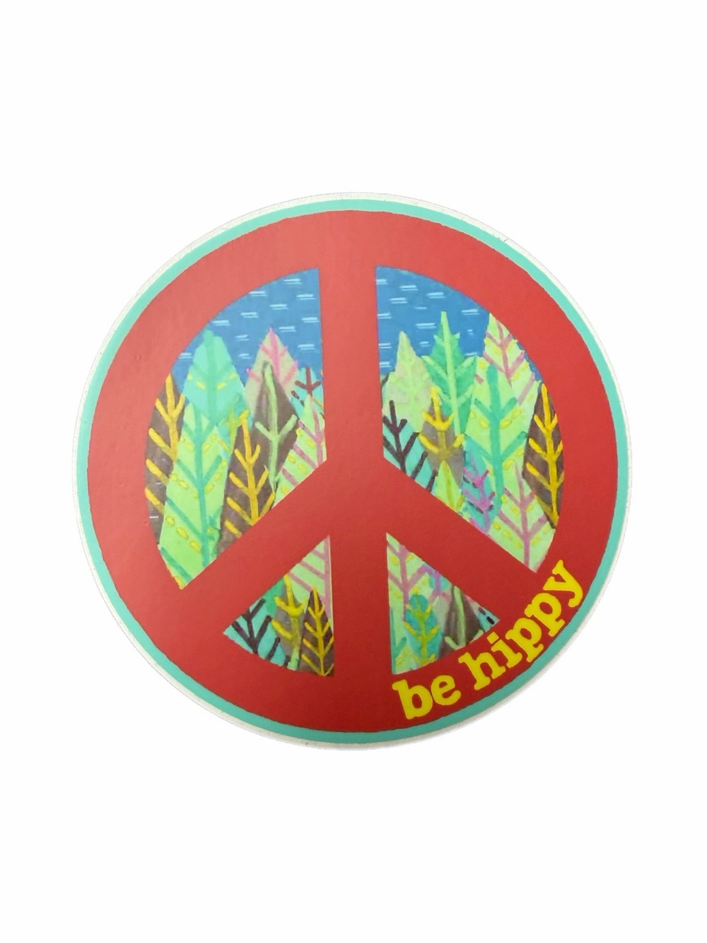Be Hippy Red Peace Sign sticker